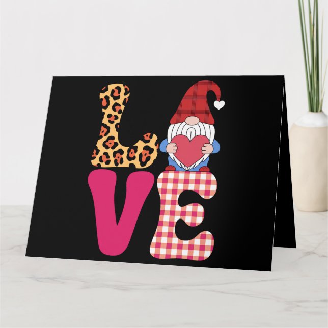 Carte Amour Gnome Valentines Jour Buffalo Rouge Plaid Le (Devant)