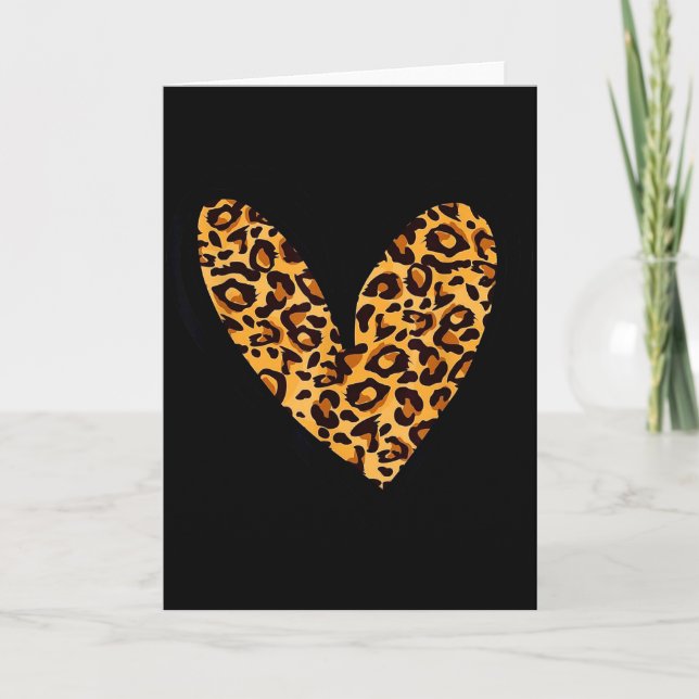 Carte Amour Guépard Imprimé Léopard Cœur Saint-Valentin  (Devant)