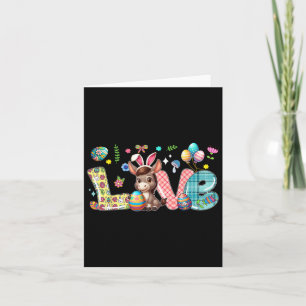 Carte Amour Lapin Âne Jour de Pâques Chasse Oeufs Coloré