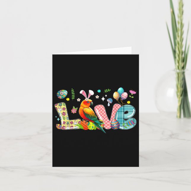 Carte Amour Lapin de Pâques Soleil Conure Chasse Oeufs F (Devant)