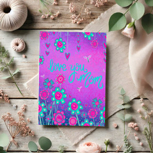 Carte Amour Maman Inspiritie Florale Coeur pourpre