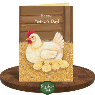 Carte Amour Maman Poulet Dormir Bébés Fête des mères