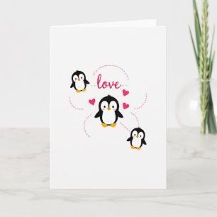 Carte Amour Manchots Cœurs