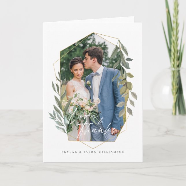 Carte Amour & Merci Foliage & Gold Terrarium Cadre photo (Devant)