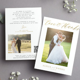 Carte Amour merci gold script 2 photo mariage merci