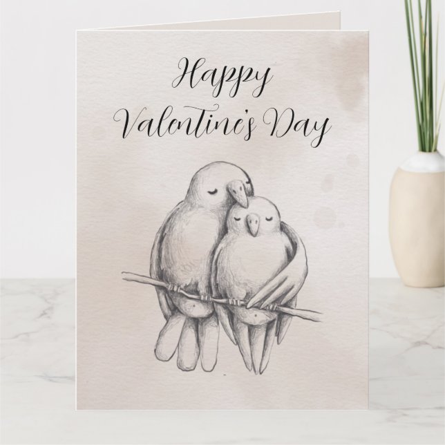 Carte Amour minimal oiseau romantique brillant Saint-Val (Devant)