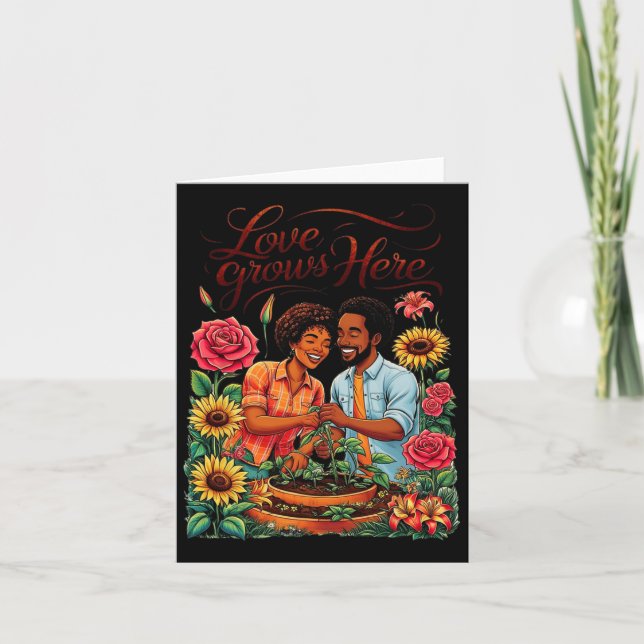 Carte Amour Noir Esquisse de Couple Afro-Américain Valen (Devant)