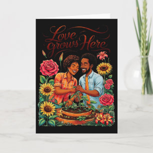Carte Amour noir esquisse de couple afro-américain Valen