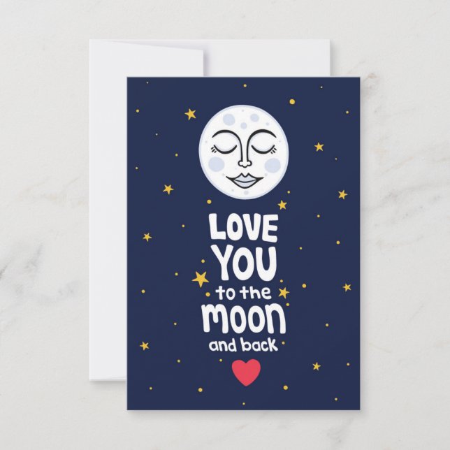 Carte Amour pour toi jusqu'à la Lune et Retour Dessin à  (Devant)