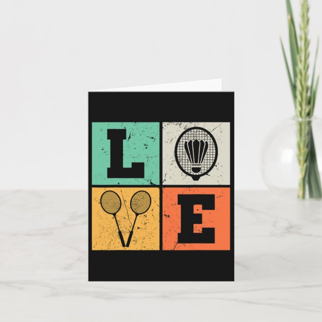 Carte Amour rétro Badminton Lover (Devant)