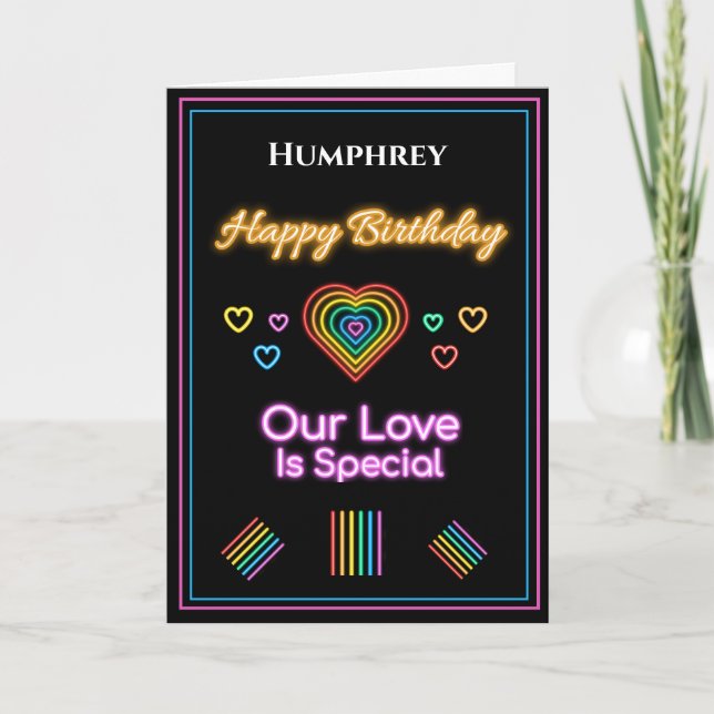 Carte Amour romantique LGBT Rainbow Birthday Personnalis (Devant)