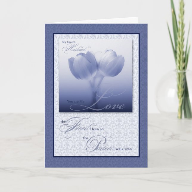 Carte Amour Sentimental et Romance Tulipes Bleues (Devant)
