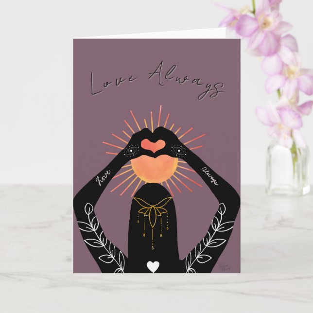 Carte Amour Toujours Cœur Mains (Orchidée)