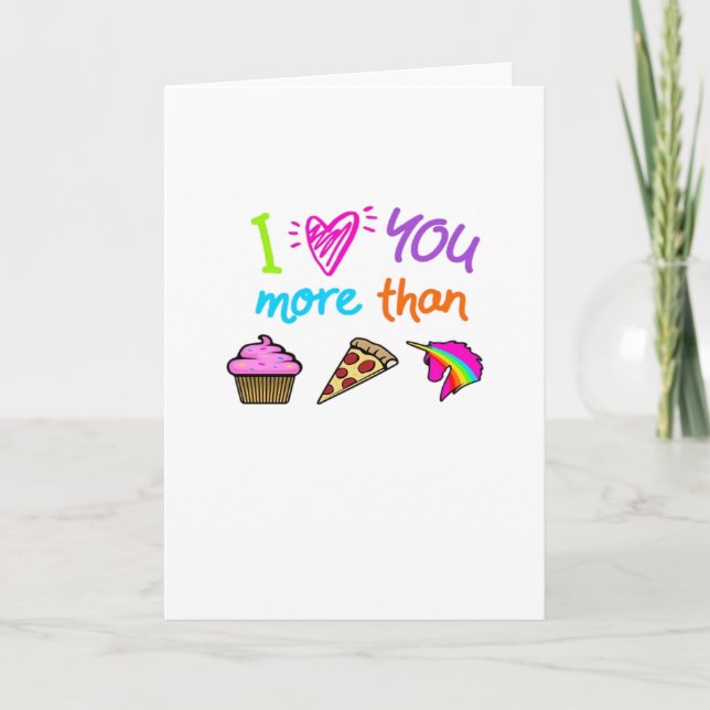 Carte Amour Vous Plus Que Cupcakes Pizza Licornes Mignon (Devant)