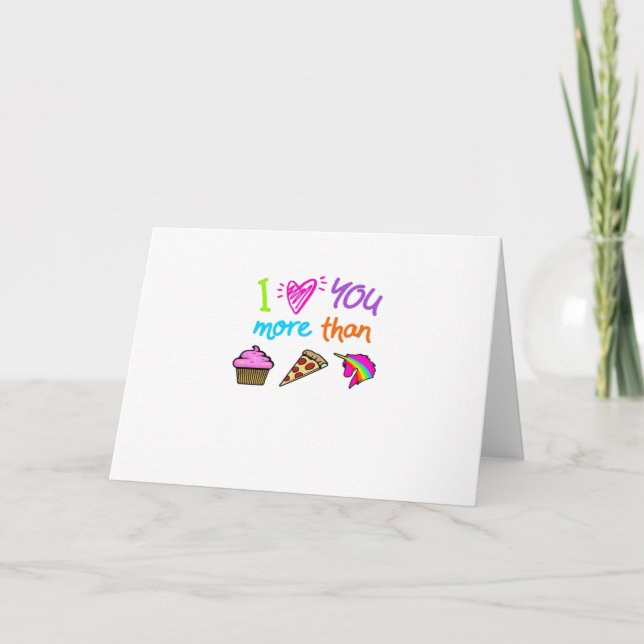 Carte Amour Vous Plus Que Cupcakes Pizza Licornes Mignon (Devant)