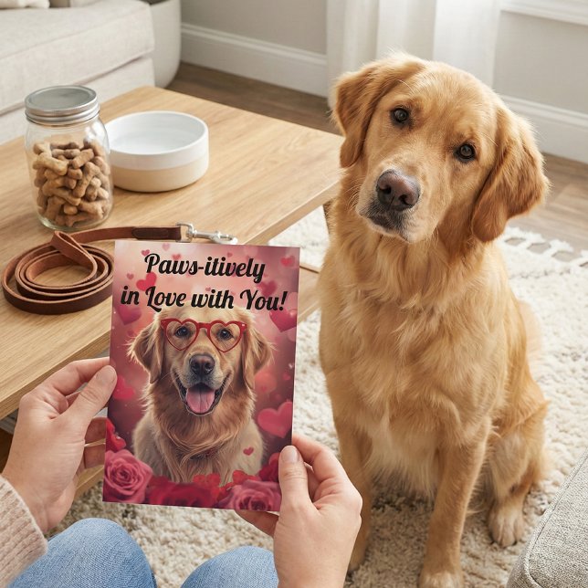 Carte Amoureusement vôtre Golden Retriever Saint-Valenti (Créateur téléchargé)