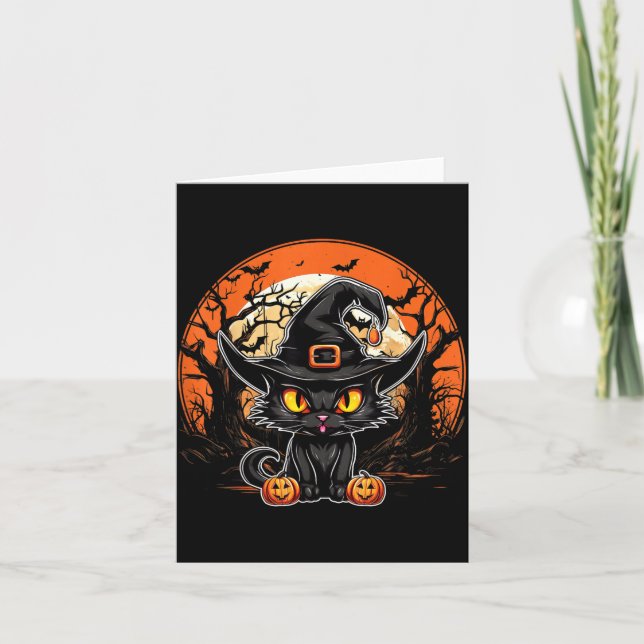Carte Amoureux de chat noir - Chat noir Halloween Fantôm (Devant)