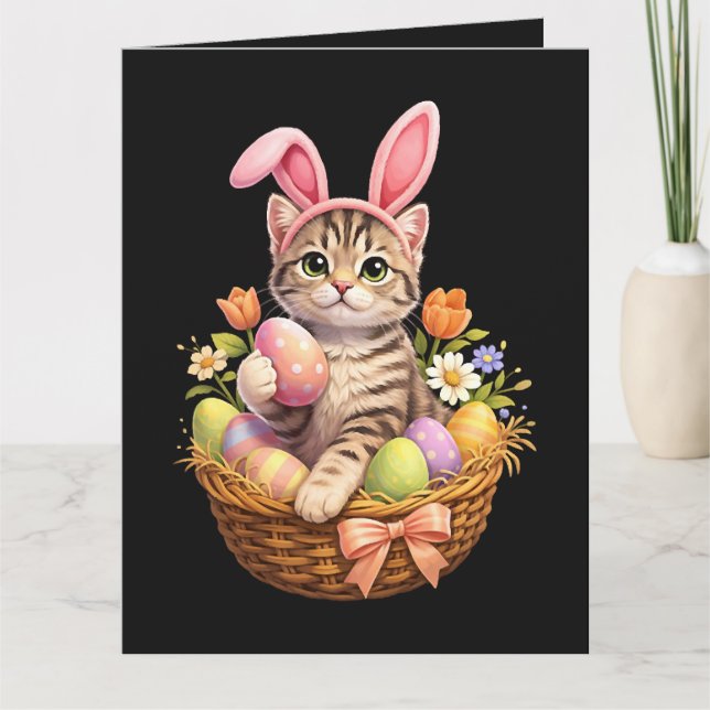 Carte Amoureux de chatons mignons Joyeuses Pâques Chat (Devant)