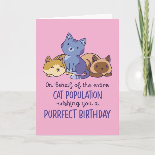 Carte Amoureux de Chats Adorables Anniversaire Drôle Par (Devant)