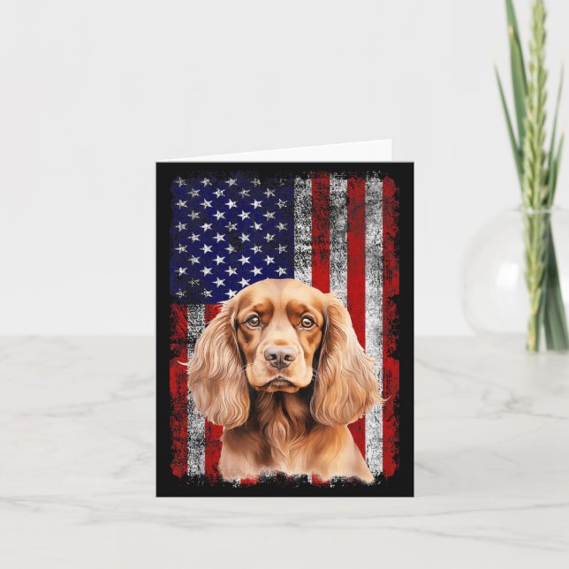 Carte Amoureux de Cocker Spaniel Drapeau américain 4 jui (Devant)