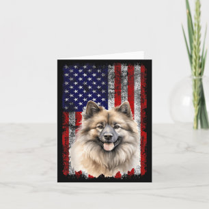 Carte Amoureux de Keeshond Drapeau américain 4 juillet P