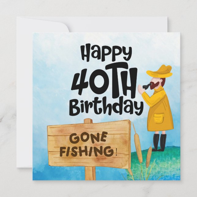 Carte Amoureux de la pêche 40e anniversaire (Devant)