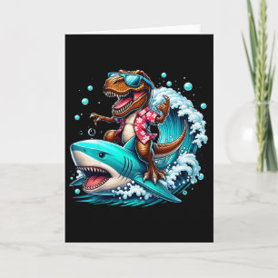 Carte Amoureux de la plage T-rex Dinosaure chevauchant u