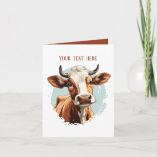 Carte Amoureux de la vache drôle personnalisable