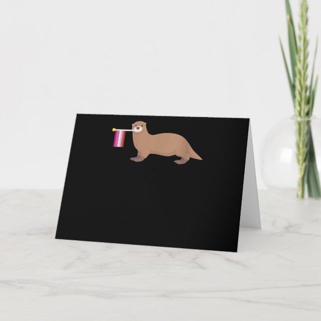 Carte Amoureux de loutre | Drapeau lesbien de loutre arc (Devant)