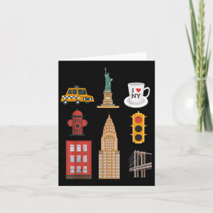 Carte Amoureux de New York Tee - shirt Nyc City Landmark