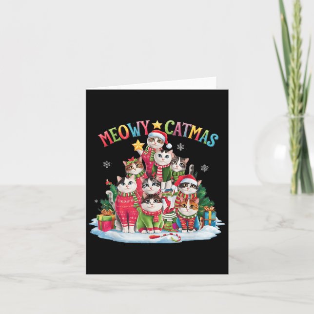 Carte Amoureux des chats de Noël Meowy Catmas Chat Chris (Devant)