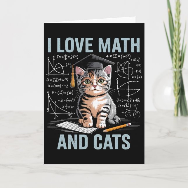 Carte Amoureux des chats mathématiques Prof de maths drô (Devant)