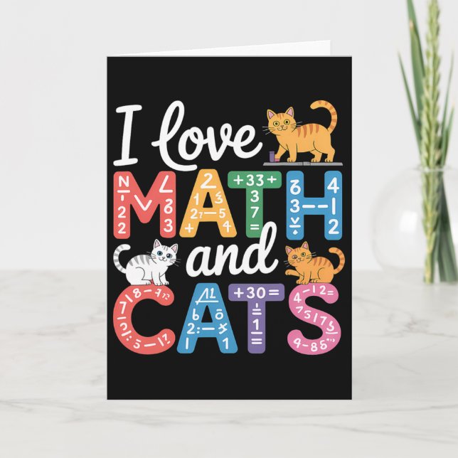 Carte Amoureux des chats mathématiques Prof de maths drô (Devant)