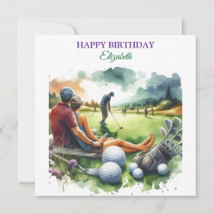 Carte Amoureux du ballon de golf d'anniversaire amusant