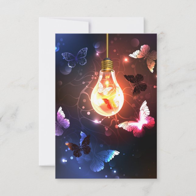 Carte Ampoule lumineuse avec papillons nocturnes (Devant)
