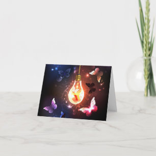 Carte Ampoule lumineuse avec papillons nocturnes