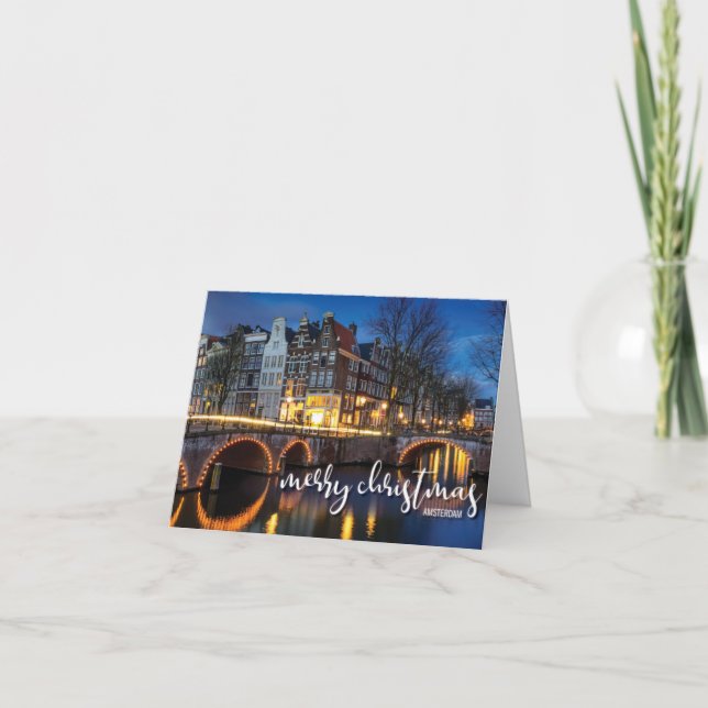 Carte Amsterdam at Dusk, Merry Christmas (Devant)