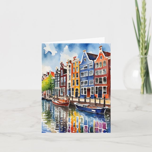 Carte Amsterdam Canal Houses Aquarellerie (Devant)