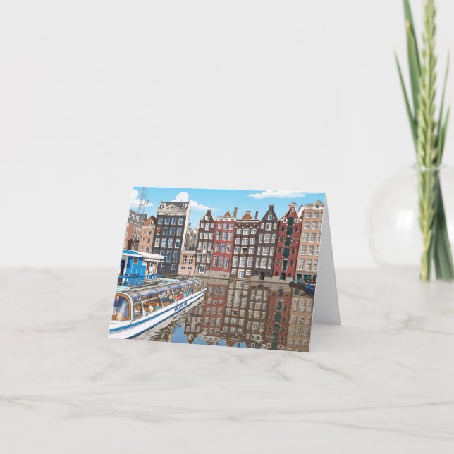 Carte Amsterdam canalside houses greeting card (Devant)
