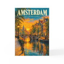 Amsterdam Pays-Bas Coucher de Soleil Canal Voyage