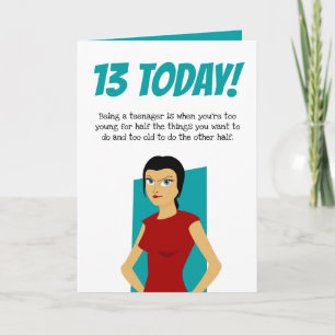 Carte Amusant 13ème anniversaire   Treizième adolescente