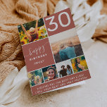 Carte Amusant 30 ans terre cuite 6 photo collage grille<br><div class="desc">Moderne simple 30ème anniversaire boho terracotta 6 photo collage grille avec des couleurs éditables et typographie moderne.</div>