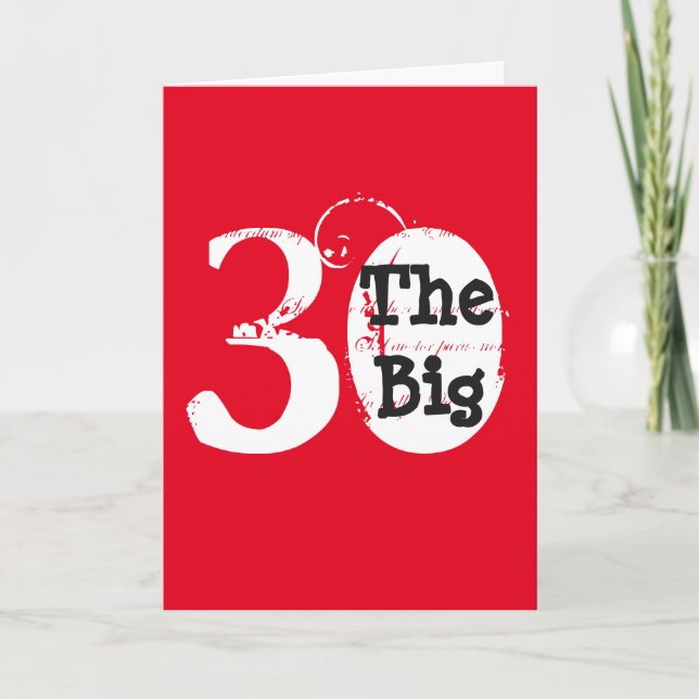 Carte Amusant, 30ème anniversaire, blanc, texte noir sur (Devant)