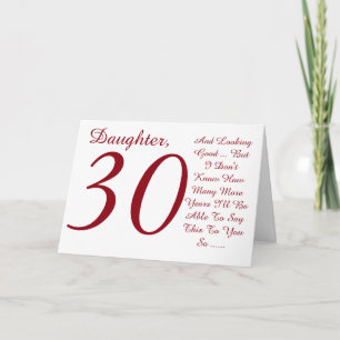 Carte Amusant, 30ème anniversaire, fille, texte rouge et