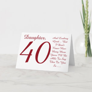 Carte Amusant, 40ème anniversaire, fille, texte rouge et