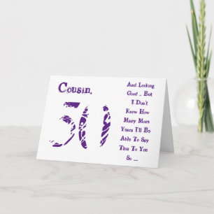 Carte Amusant, 50ème anniversaire, cousin, texte violet 