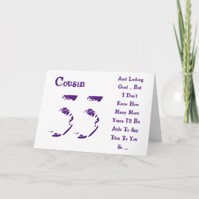 Carte Amusant, 55ème anniversaire, cousin, texte violet  (Devant)