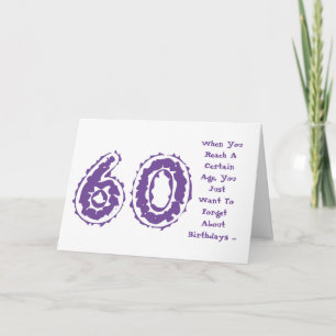 Carte Amusant, 60ème anniversaire, oublie-le, violet, bl