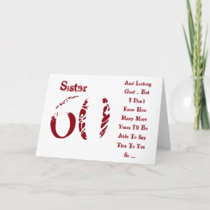 Carte Amusant, 60ème anniversaire pour soeur, texte roug