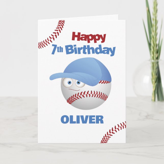 Carte Amusant 7ème anniversaire Thème de baseball (Devant)